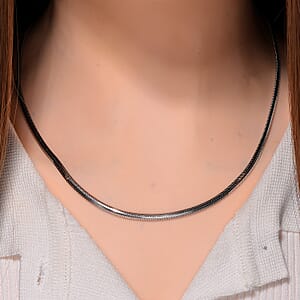 Horned Snake Chain Necklace in Rhodium Over Sterling Silver 9.30 Grams 20 Inches