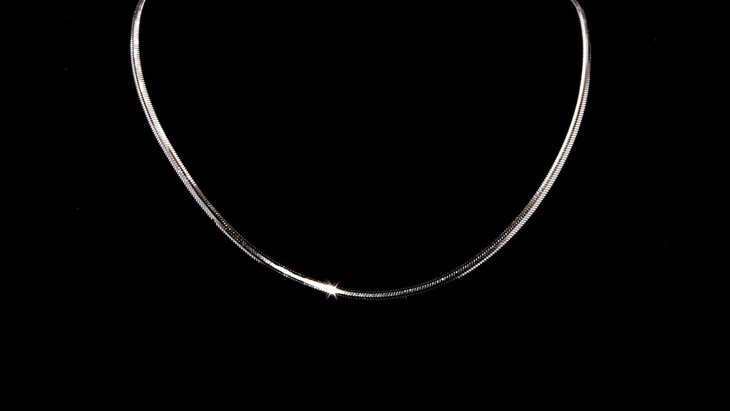 Horned Snake Chain Necklace in Rhodium Over Sterling Silver 9.30 Grams 20 Inches