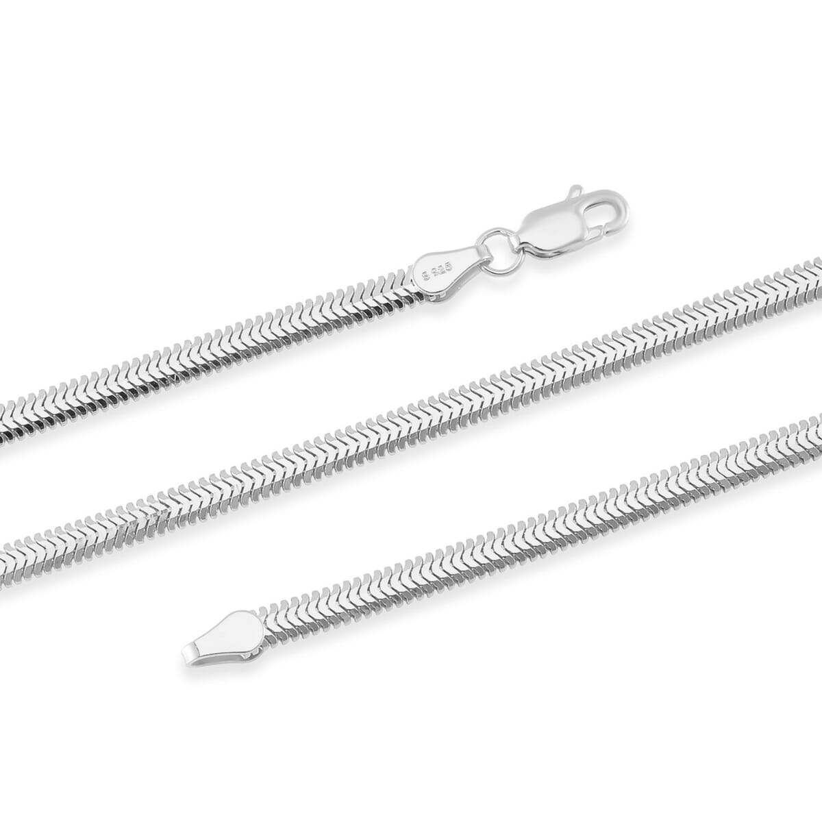 Horned Snake Chain Necklace in Rhodium Over Sterling Silver 9.30 Grams 20 Inches image number 3