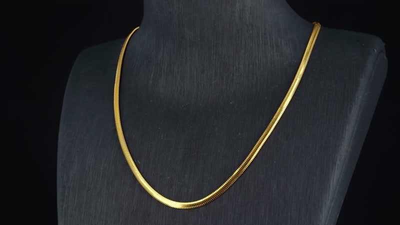 Horned Snake Chain Necklace in 14K Yellow Gold Over Sterling Silver 9.50 Grams 20 Inches