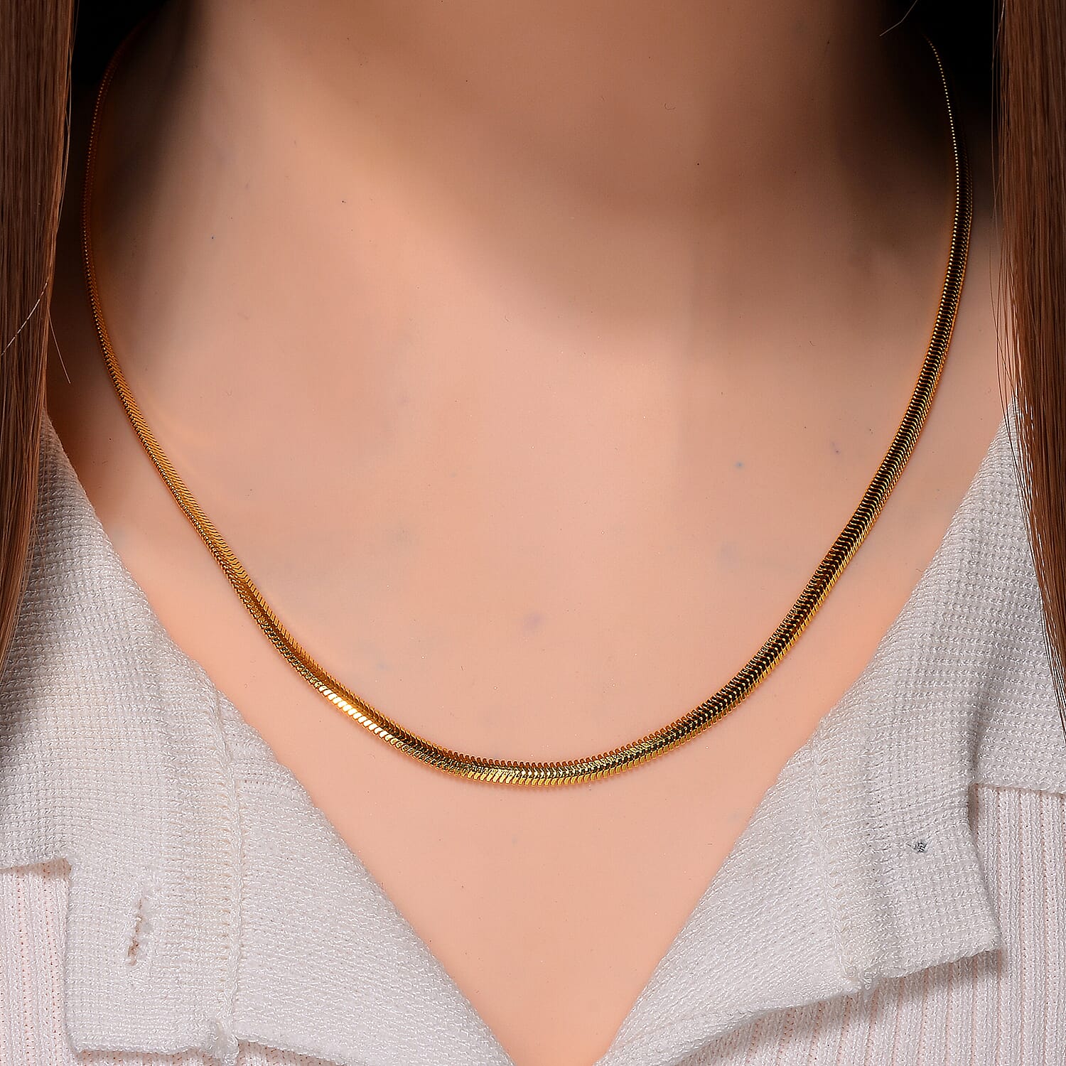 Horned Snake Chain Necklace in 14K Yellow Gold Over Sterling Silver 9.50 Grams 20 Inches
