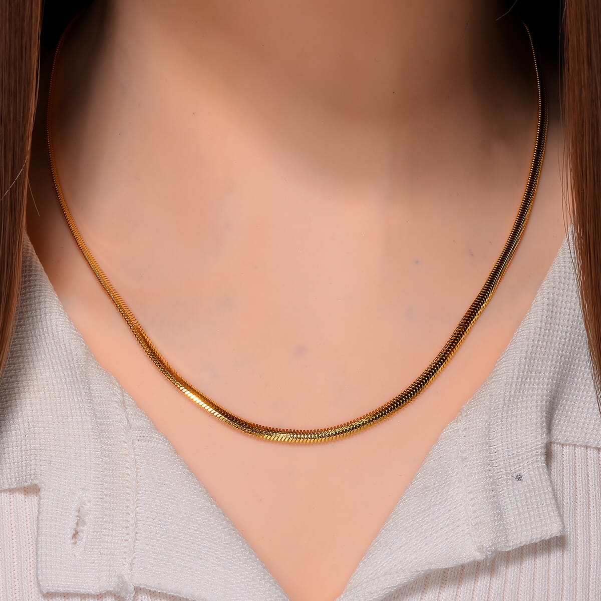 Horned Snake Chain Necklace in 14K Yellow Gold Over Sterling Silver 9.50 Grams 20 Inches image number 1