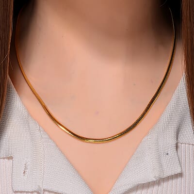 Horned Snake Chain Necklace in 14K Yellow Gold Over Sterling Silver 9.50 Grams 20 Inches