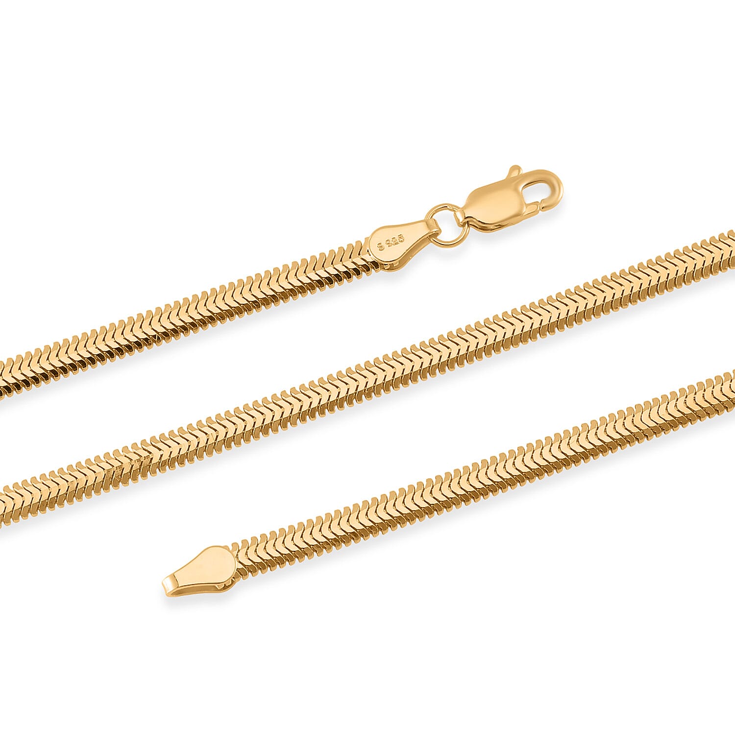 Horned Snake Chain Necklace in 14K Yellow Gold Over Sterling Silver 9.50 Grams 20 Inches