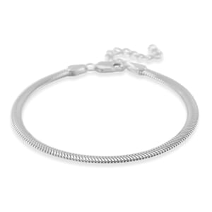 Herringbone Chain Bracelet in Rhodium Over Sterling Silver (6.50-8.0In) 3.50 Grams