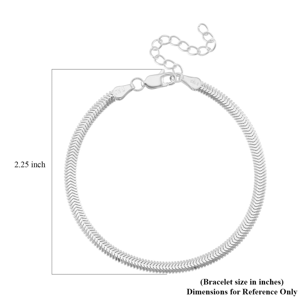 Herringbone Chain Bracelet in Rhodium Over Sterling Silver (6.50-8.0In) 3.50 Grams image number 5
