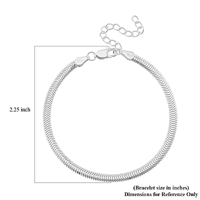 Herringbone Chain Bracelet in Rhodium Over Sterling Silver (6.50-8.0In) 3.50 Grams