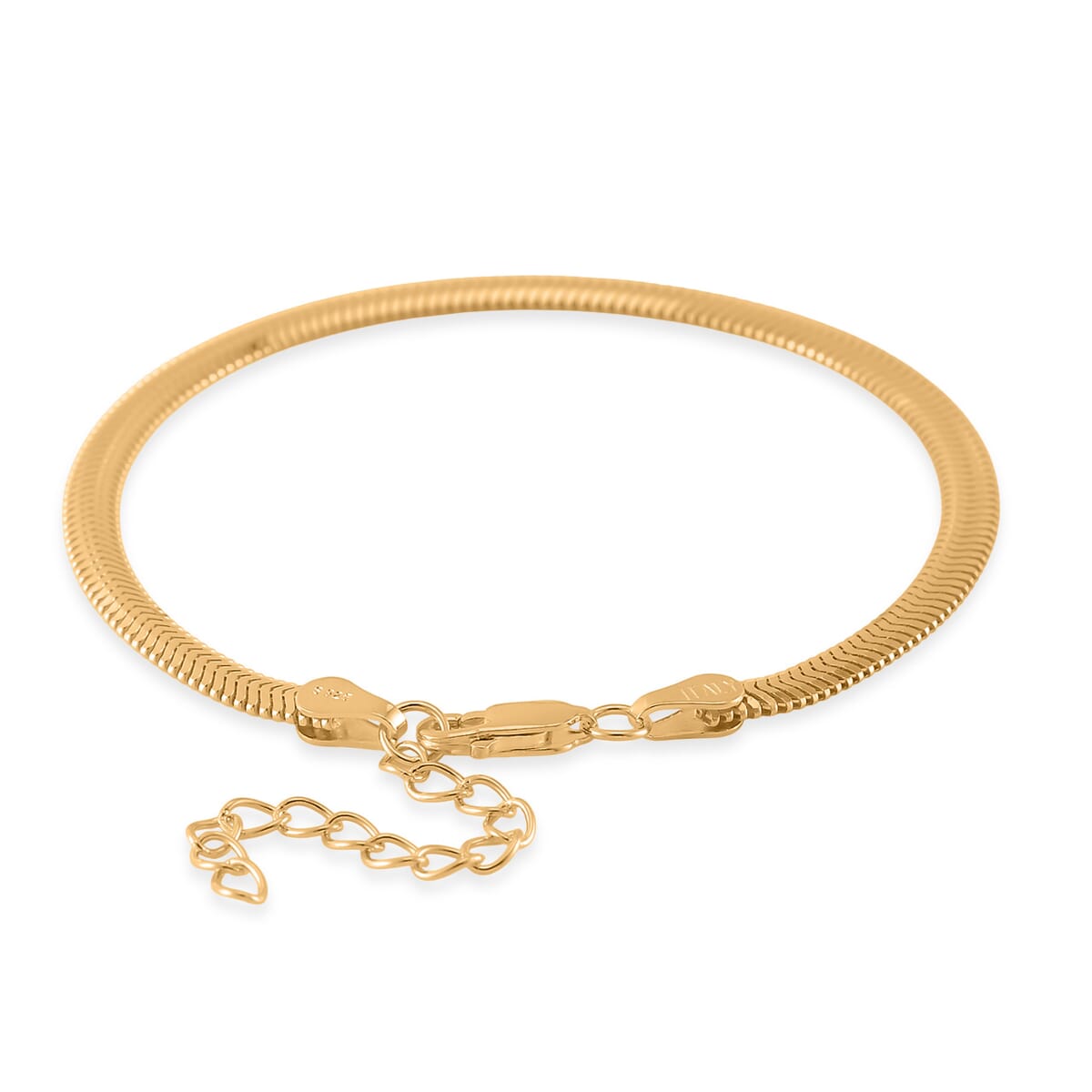 Herringbone Chain Bracelet in 14K Yellow Gold Over Sterling Silver (6.50-8.0In) 3.50 Grams image number 3