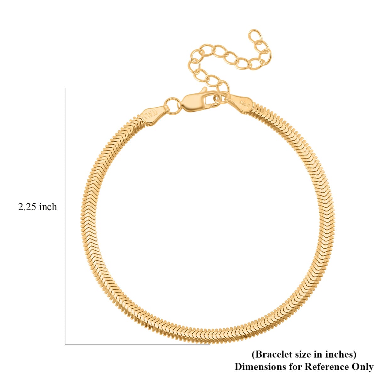 Herringbone Chain Bracelet in 14K Yellow Gold Over Sterling Silver (6.50-8.0In) 3.50 Grams image number 5