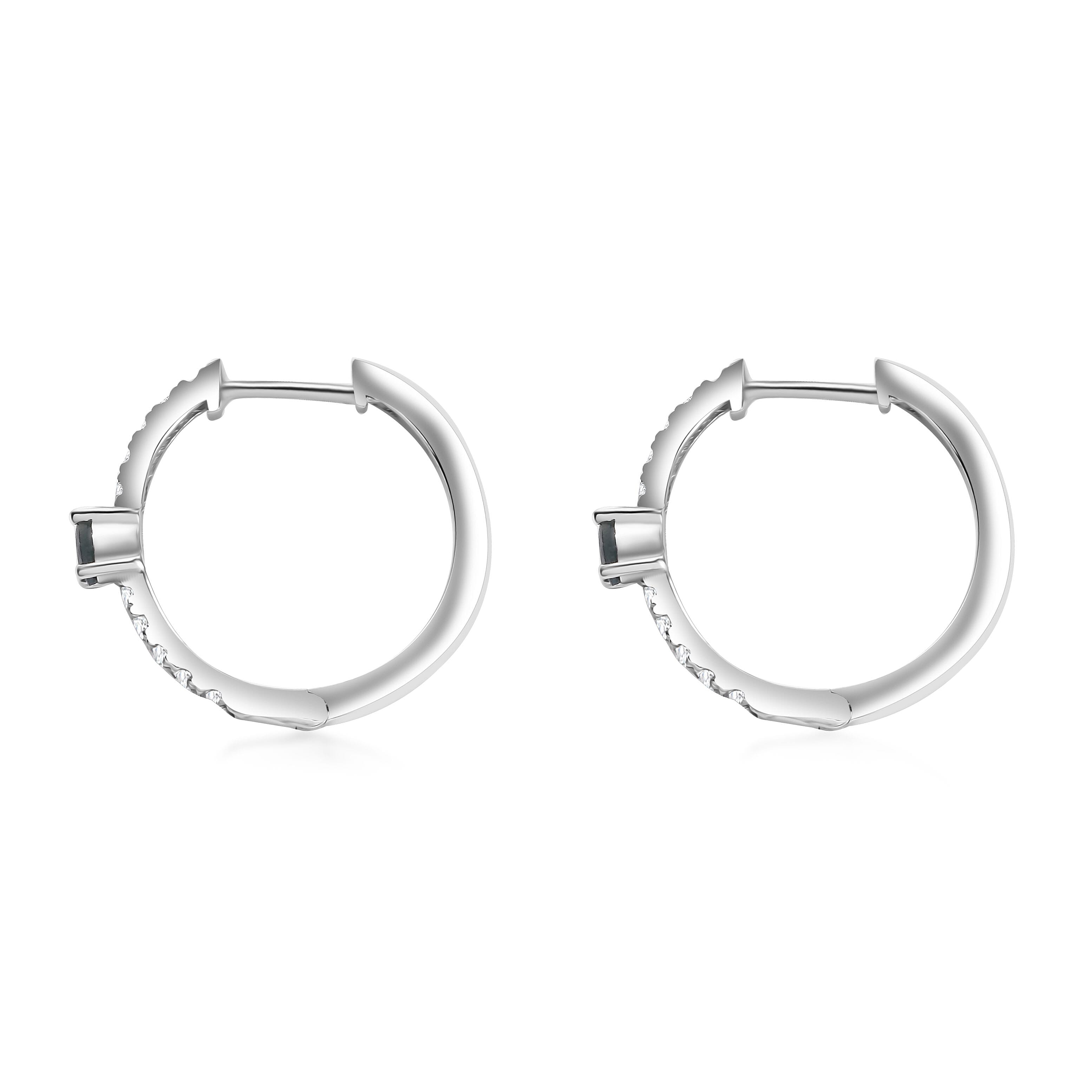 D'Joy Narsipatnam Alexandrite and White Zircon 1.00 ctw Hoop Earrings in Rhodium Over Sterling Silver