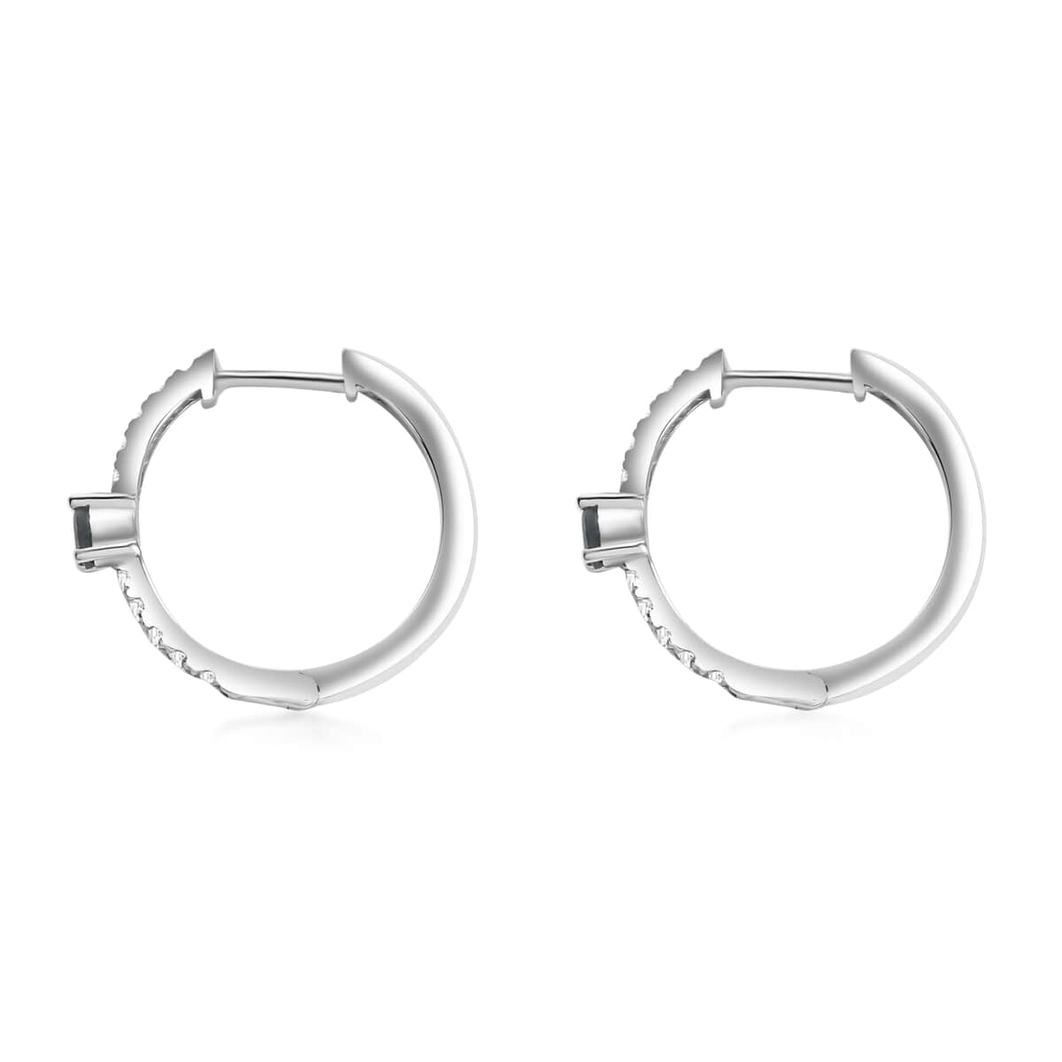 Narsipatnam Alexandrite and White Zircon 1.00 ctw Hoop Earrings in Rhodium Over Sterling Silver image number 3