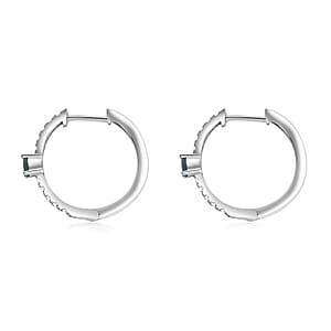 D'Joy Narsipatnam Alexandrite and White Zircon 1.00 ctw Hoop Earrings in Rhodium Over Sterling Silver