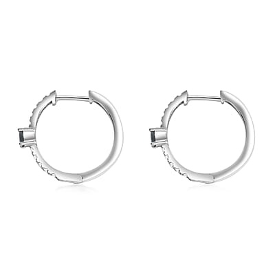 D'Joy Narsipatnam Alexandrite and White Zircon 1.00 ctw Hoop Earrings in Rhodium Over Sterling Silver