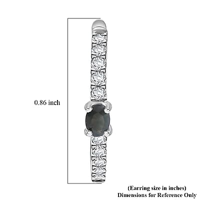 D'Joy Narsipatnam Alexandrite and White Zircon 1.00 ctw Hoop Earrings in Rhodium Over Sterling Silver