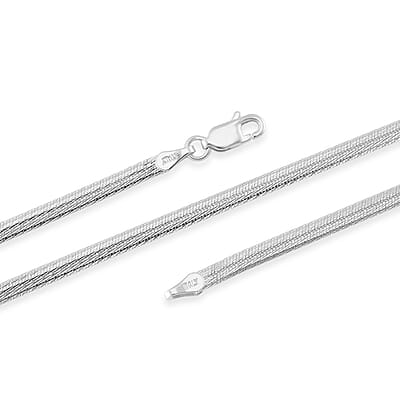 Brocaded Blade Chain Necklace in Rhodium Over Sterling Silver 8.85 Grams 20 Inches