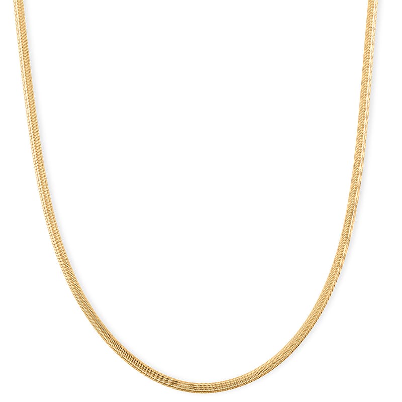 Brocaded Blade Chain Necklace in 14K Yellow Gold Over Sterling Silver 20 Inches 8.85 Grams