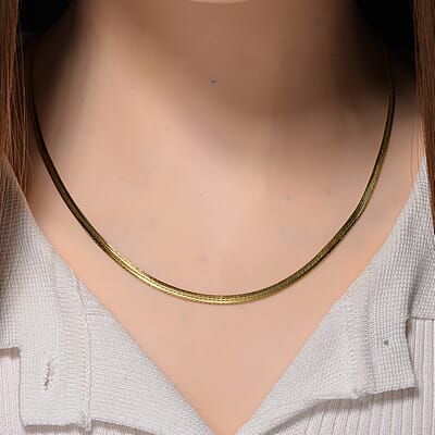 Brocaded Blade Chain Necklace in 14K Yellow Gold Over Sterling Silver 20 Inches 8.85 Grams