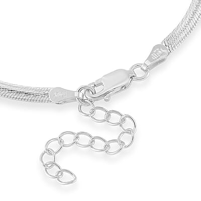 Herringbone Chain Bracelet in Rhodium Over Sterling Silver (6.50-8.0In) 3.35 Grams