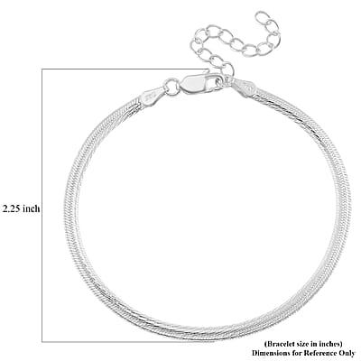 Herringbone Chain Bracelet in Rhodium Over Sterling Silver (6.50-8.0In) 3.35 Grams