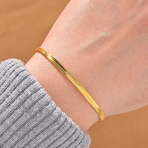 Herringbone Chain Bracelet in 14K Yellow Gold Over Sterling Silver (6.50-8.0In) 3.35 Grams