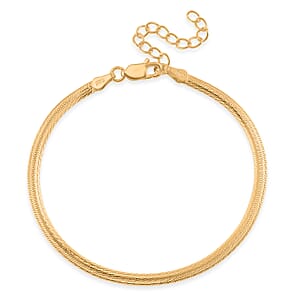 Herringbone Chain Bracelet in 14K Yellow Gold Over Sterling Silver (6.50-8.0In) 3.35 Grams