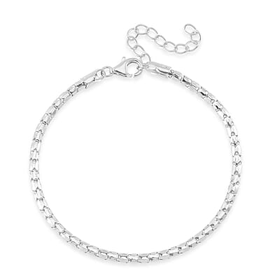 Fancy Chain Bracelet in Rhodium Over Sterling Silver (6.50-8.0In) 2.75 Grams