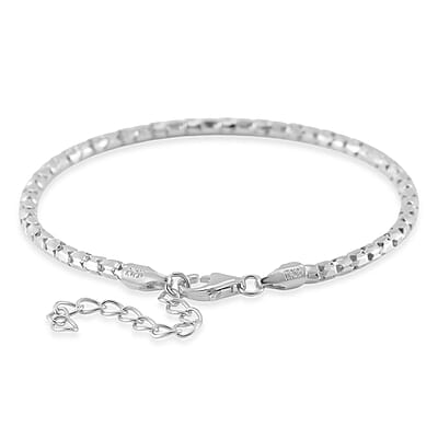 Fancy Chain Bracelet in Rhodium Over Sterling Silver (6.50-8.0In) 2.75 Grams