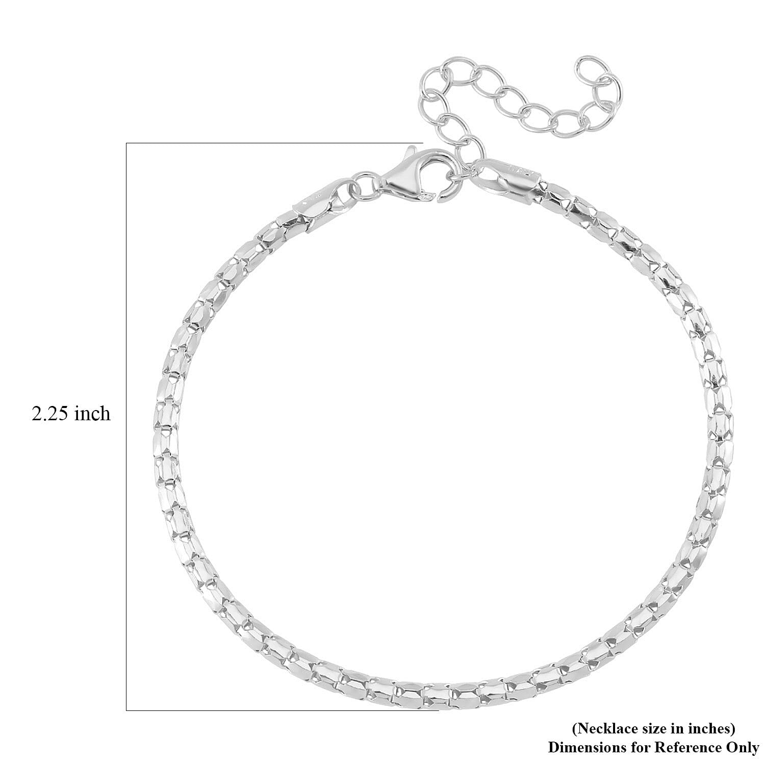 Fancy Chain Bracelet in Rhodium Over Sterling Silver (6.50-8.0In) 2.75 Grams