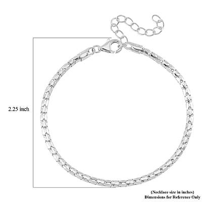 Fancy Chain Bracelet in Rhodium Over Sterling Silver (6.50-8.0In) 2.75 Grams