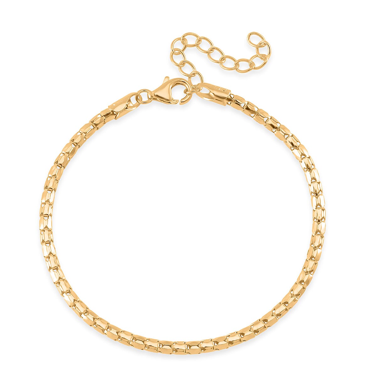 Fancy Chain Bracelet in 14K Yellow Gold Over Sterling Silver (6.50-8.0In) 2.75 Grams image number 2