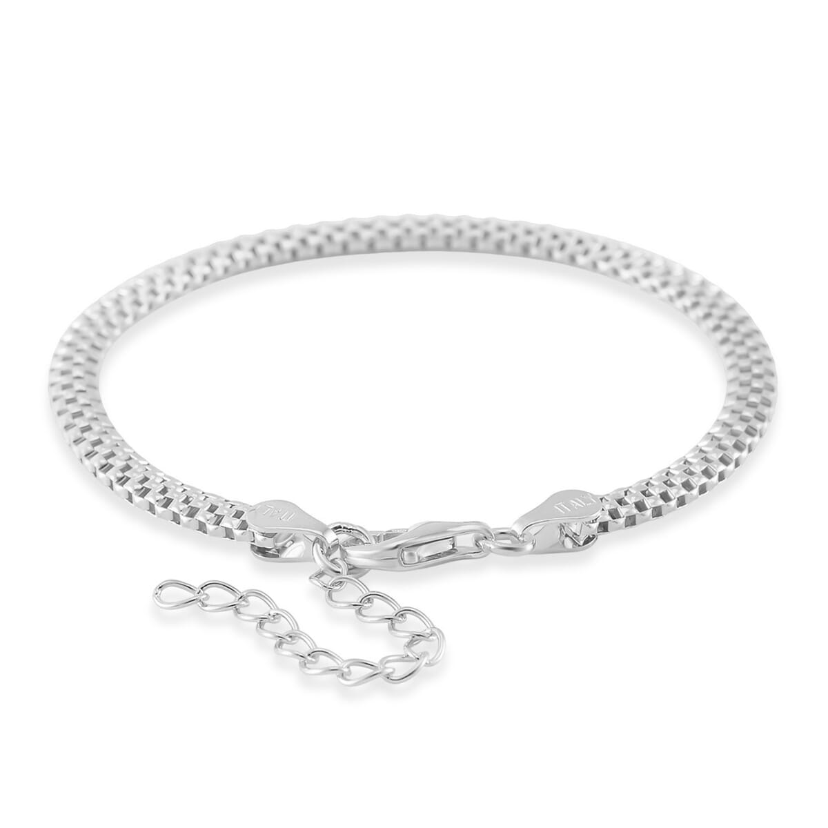 Chain Bracelet in Rhodium Over Sterling Silver (6.50-8.0In) 2.50 Grams image number 3