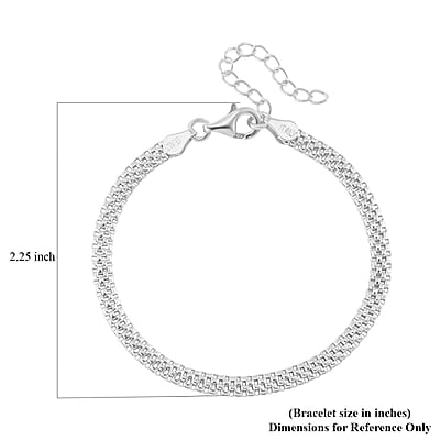 Box Chain Bracelet in Rhodium Over Sterling Silver (6.50-8.0In) 2.50 Grams