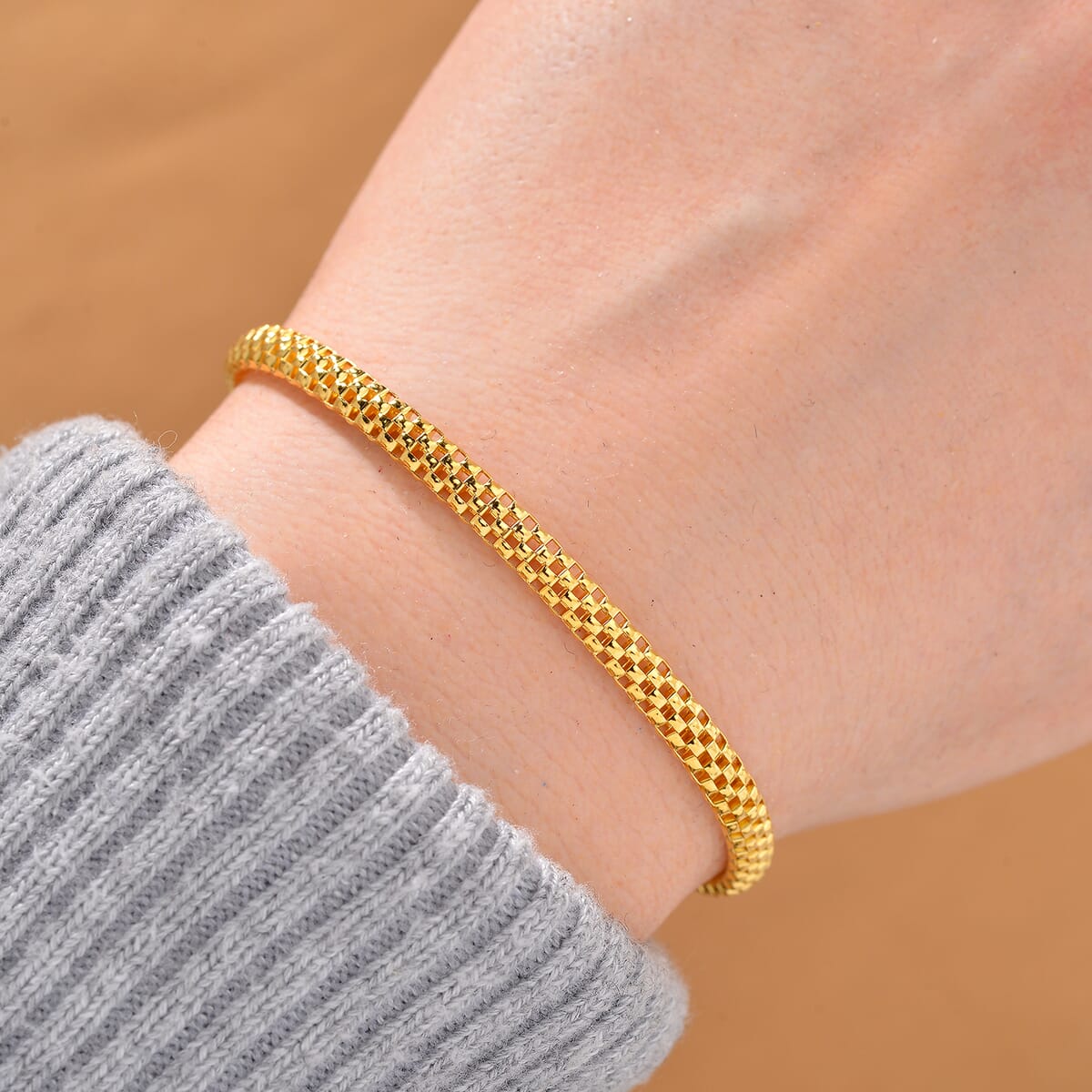 Chain Bracelet in 14K Yellow Gold Over Sterling Silver (6.50-8.0In) 2.50 Grams image number 1