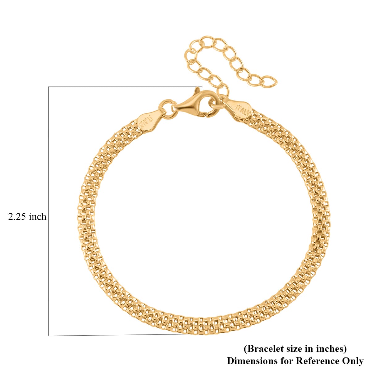 Chain Bracelet in 14K Yellow Gold Over Sterling Silver (6.50-8.0In) 2.50 Grams image number 5