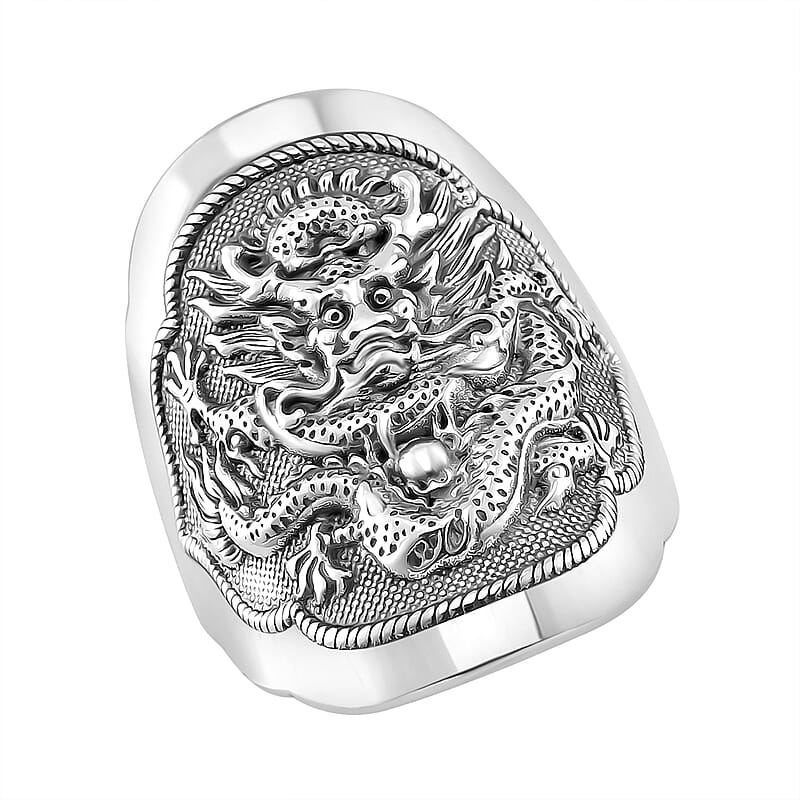 Dragon Mens Ring in 925 Sterling Silver (Size 10.0) 12 Grams