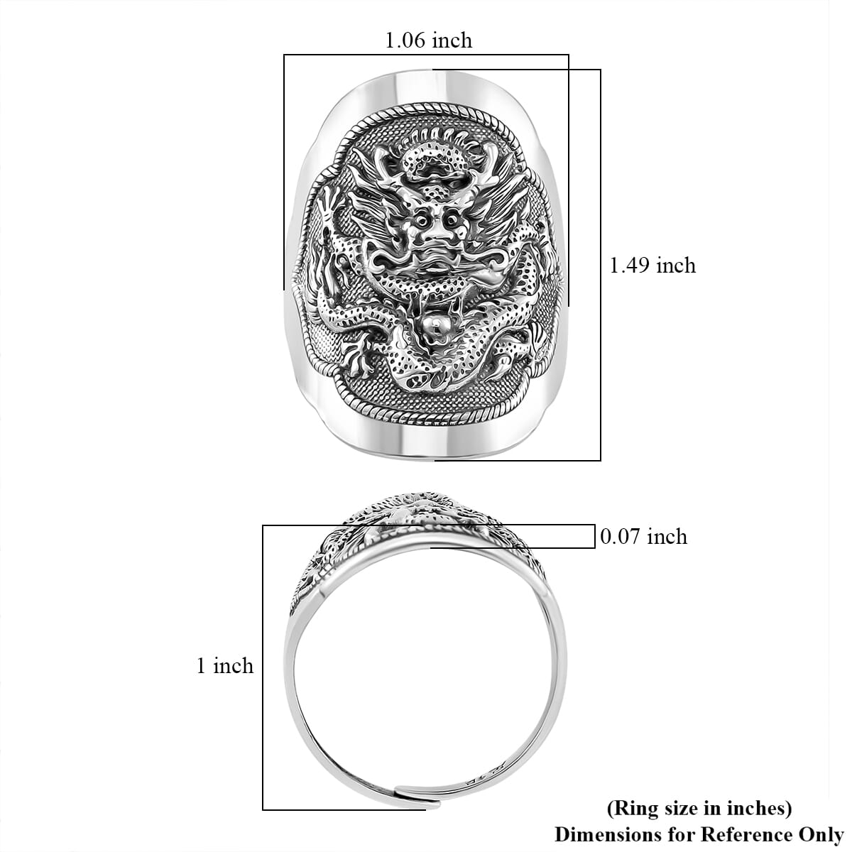 Dragon Mens Ring in 925 Sterling Silver (Size 10.0) 12 Grams image number 5