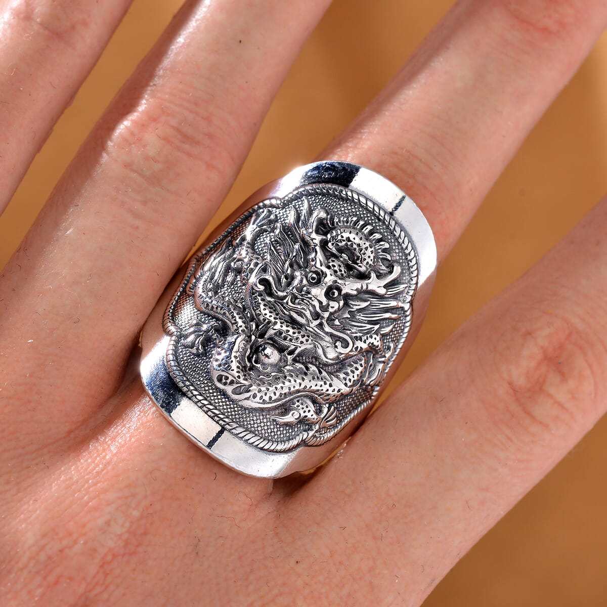 Dragon Mens Ring in 925 Sterling Silver (Size 11.0) 12 Grams image number 1