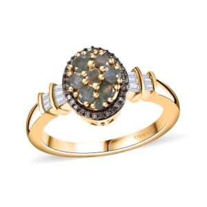 Narsipatnam Alexandrite, Natural Champagne and White Diamond 0.70 ctw Eternal Glow Ring in 18K Vermeil Yellow Gold Over Sterling Silver (Size 10.0)