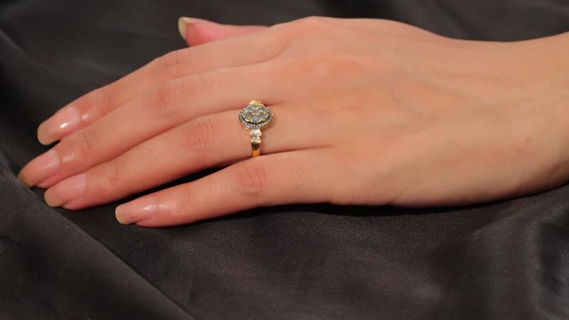 Narsipatnam Alexandrite, Natural Champagne and White Diamond (0.20 cts) Ring in 18K Vermeil YG Over Sterling Silver (Size 10.0) 0.70 ctw