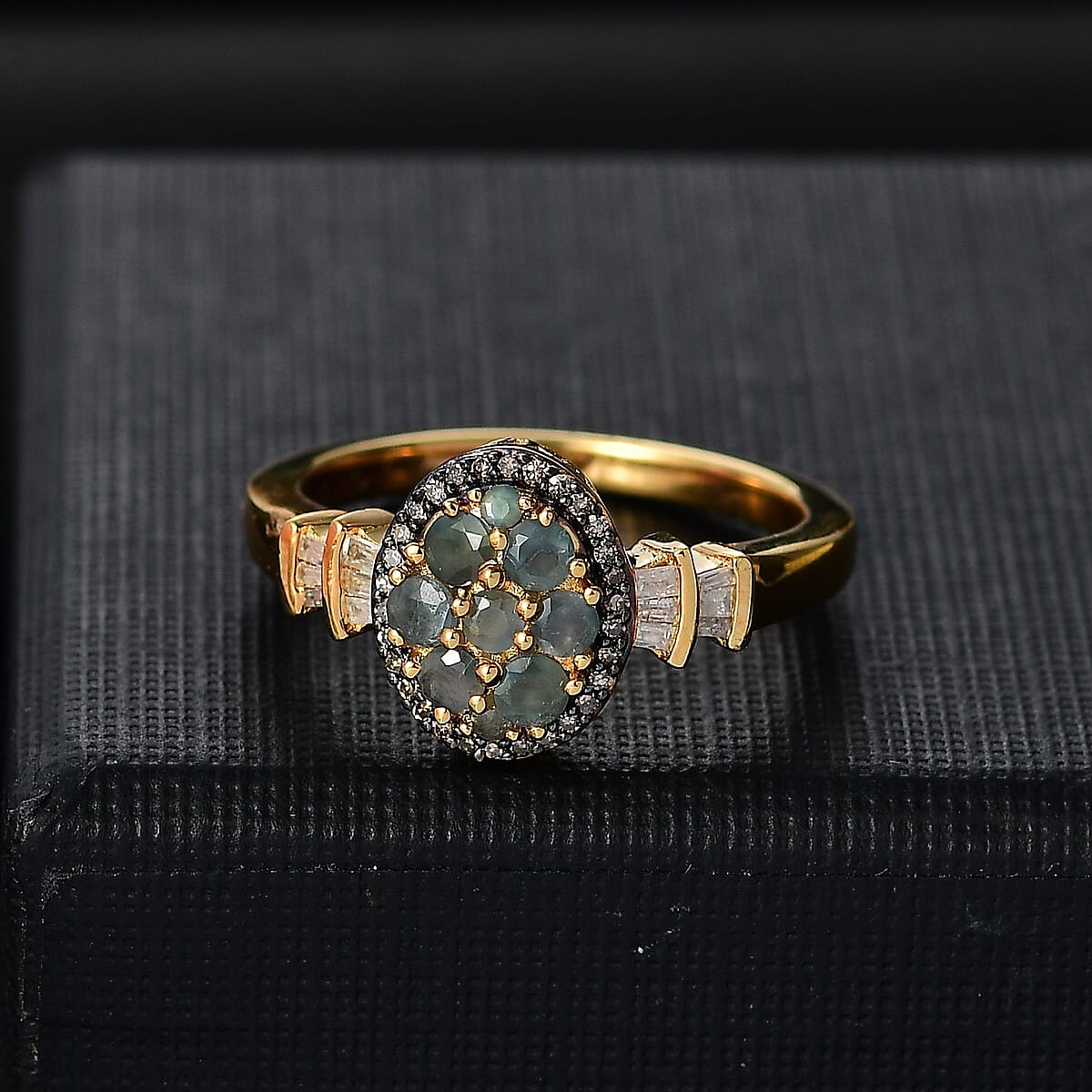Narsipatnam Alexandrite, Natural Champagne and White Diamond 0.70 ctw Eternal Glow Ring in 18K Vermeil Yellow Gold Over Sterling Silver (Size 5.0) image number 1
