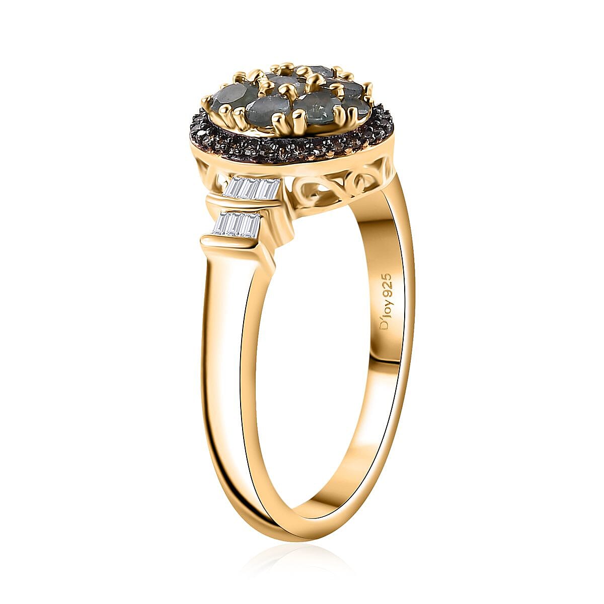 Narsipatnam Alexandrite, Natural Champagne and White Diamond 0.70 ctw Eternal Glow Ring in 18K Vermeil Yellow Gold Over Sterling Silver (Size 5.0) image number 3