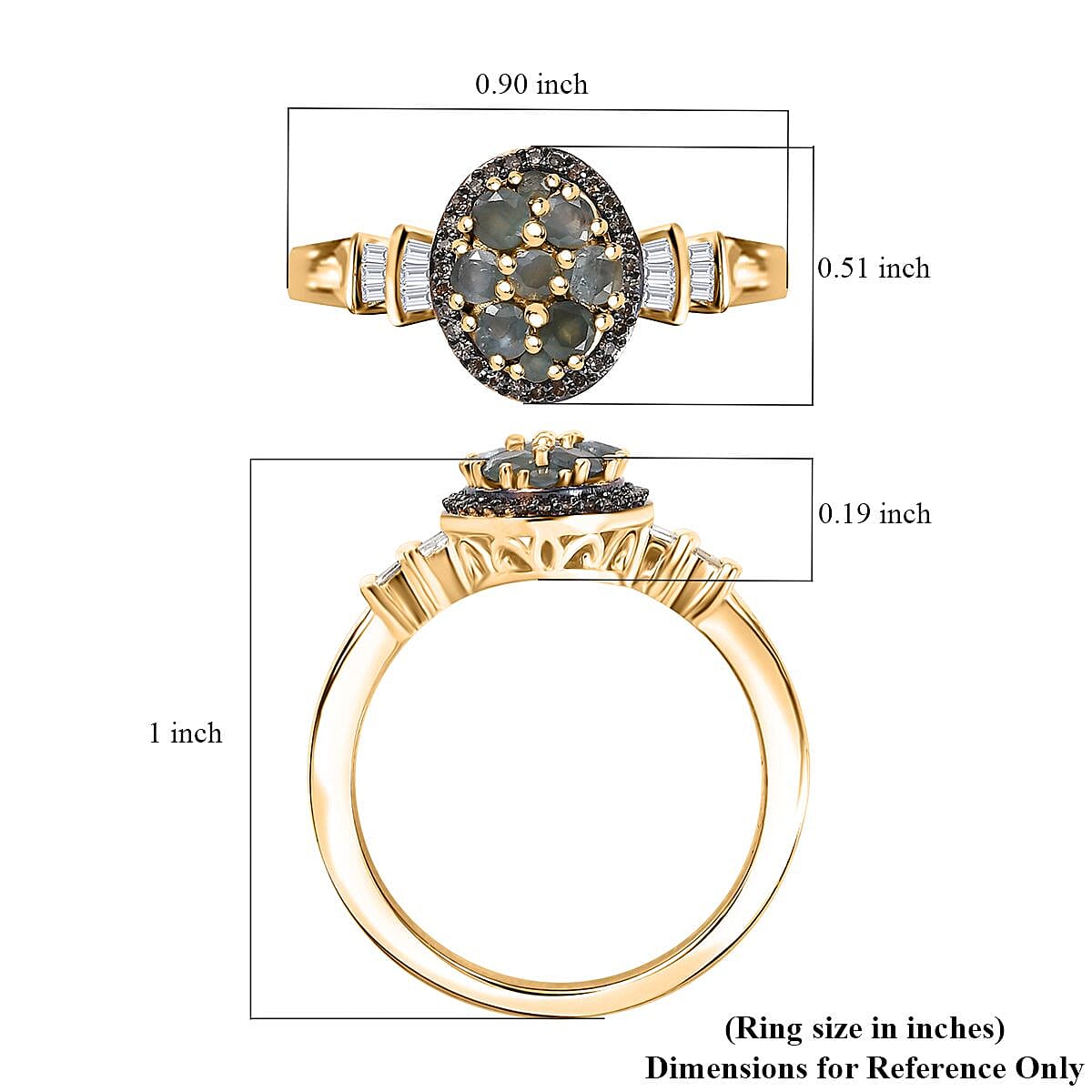 Narsipatnam Alexandrite, Natural Champagne and White Diamond 0.70 ctw Eternal Glow Ring in 18K Vermeil Yellow Gold Over Sterling Silver (Size 5.0) image number 5