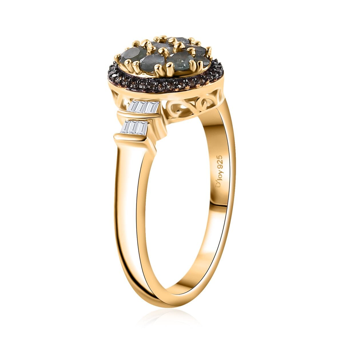 Narsipatnam Alexandrite, Natural Champagne and White Diamond 0.70 ctw Eternal Glow Ring in 18K Vermeil Yellow Gold Over Sterling Silver (Size 7.0) image number 3