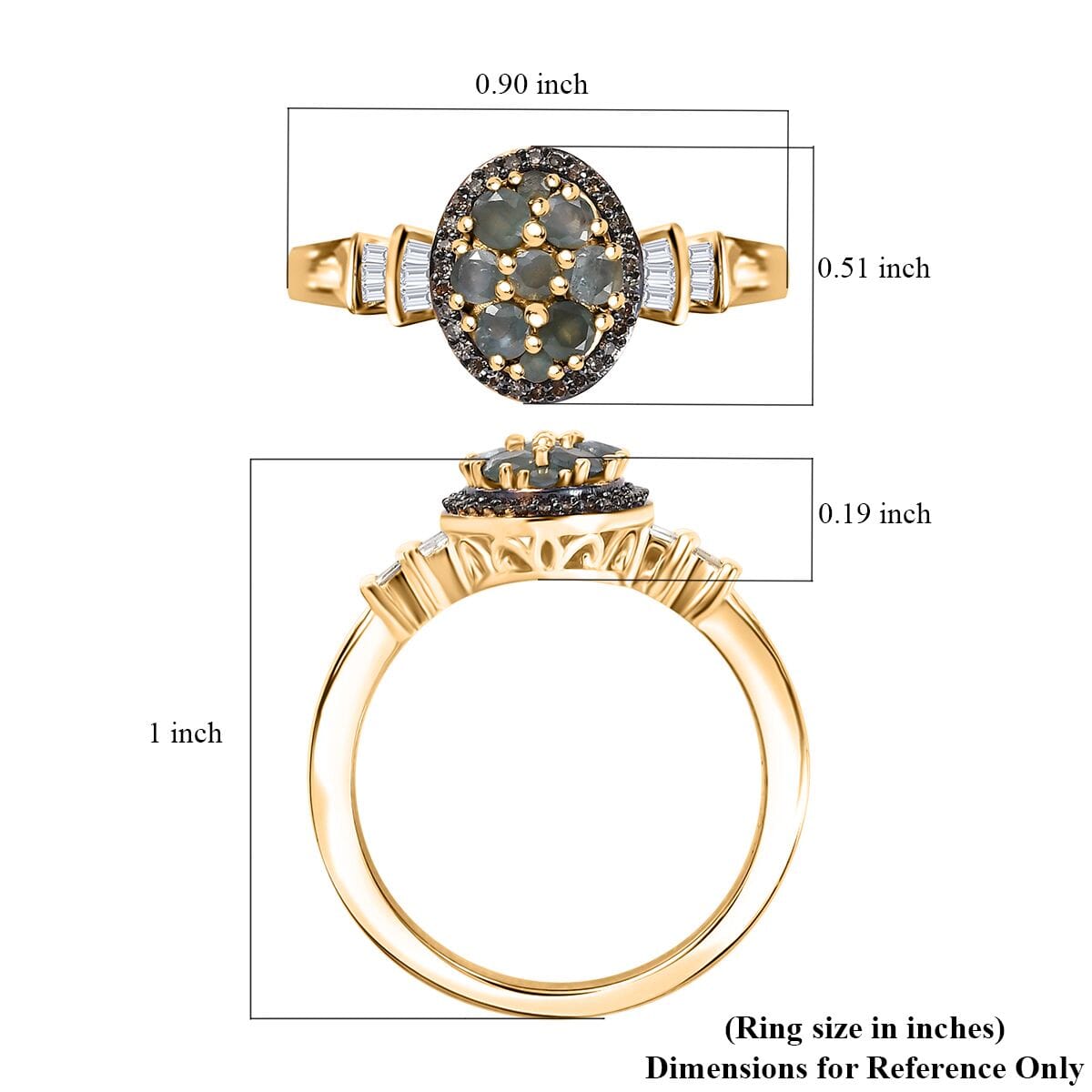 Narsipatnam Alexandrite, Natural Champagne and White Diamond 0.70 ctw Eternal Glow Ring in 18K Vermeil Yellow Gold Over Sterling Silver (Size 7.0) image number 5