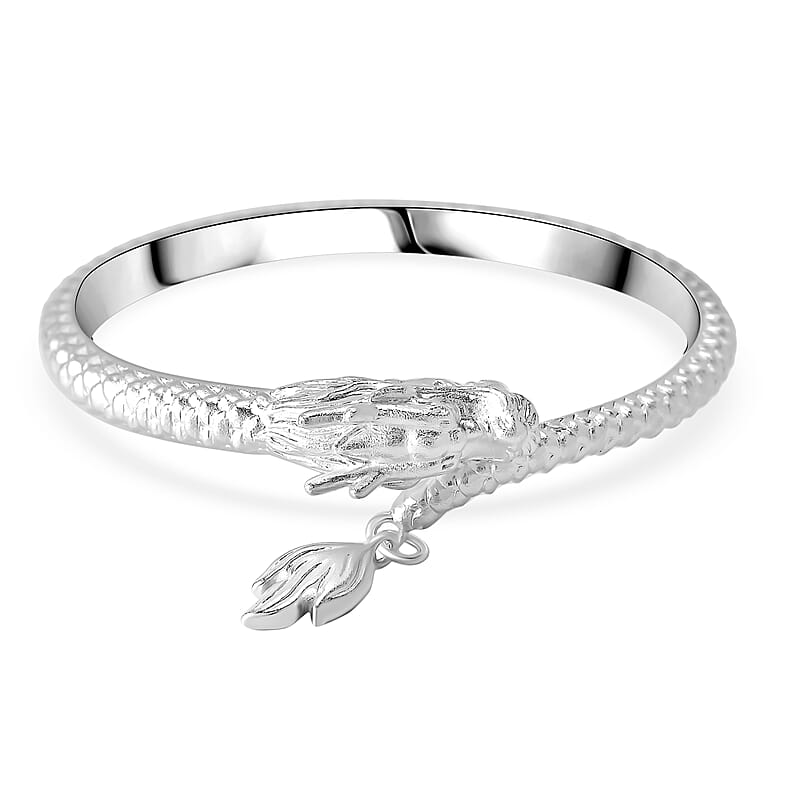 Dragon Bangle Bracelet in 999 Fine Silver (7.25 In) 32.5 Grams