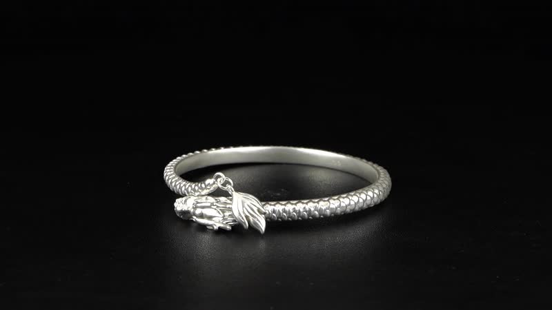 Dragon Bangle Bracelet in 999 Fine Silver (7.25 In) 32.5 Grams