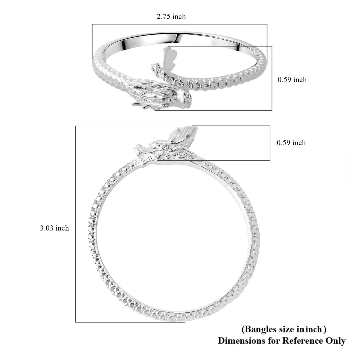 Dragon Bangle Bracelet in 999 Fine Silver (7.25 In) 32.5 Grams image number 4