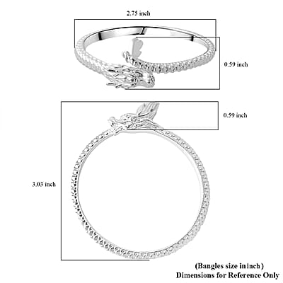 Dragon Bangle Bracelet in 999 Fine Silver (7.25 In) 32.5 Grams