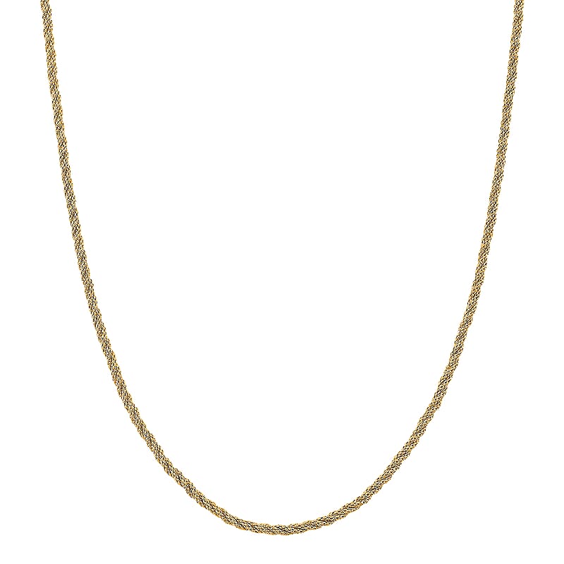 Twist Small Round Hug Chain Necklace in 14K Yellow Gold Over Sterling Silver 7 Grams 20 Inches