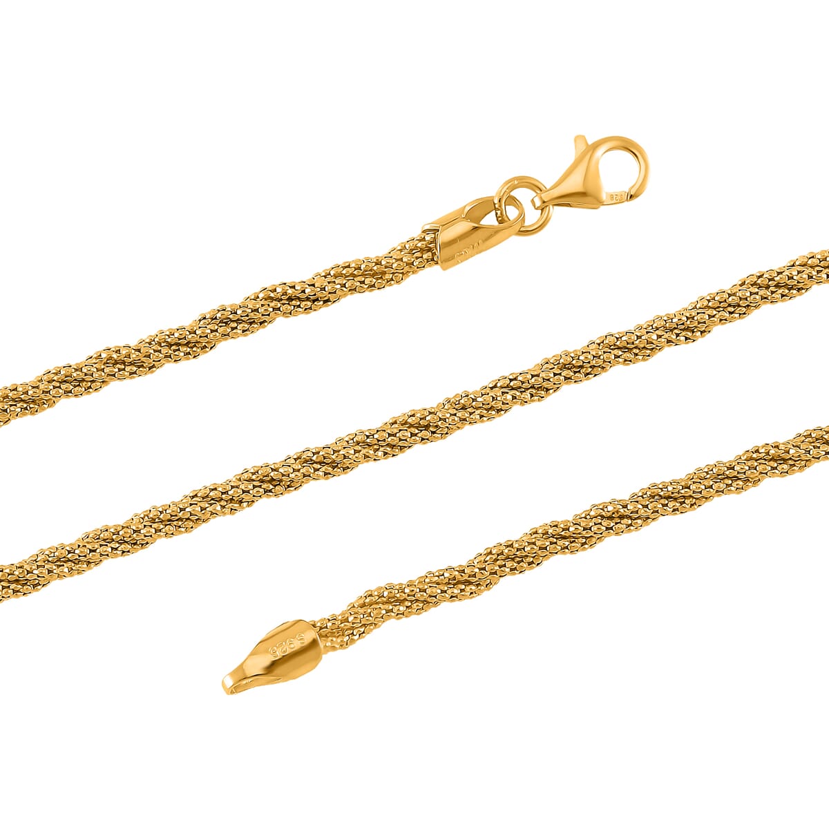 Twist Small Round Hug Chain Necklace in 14K Yellow Gold Over Sterling Silver 7 Grams 20 Inches image number 3